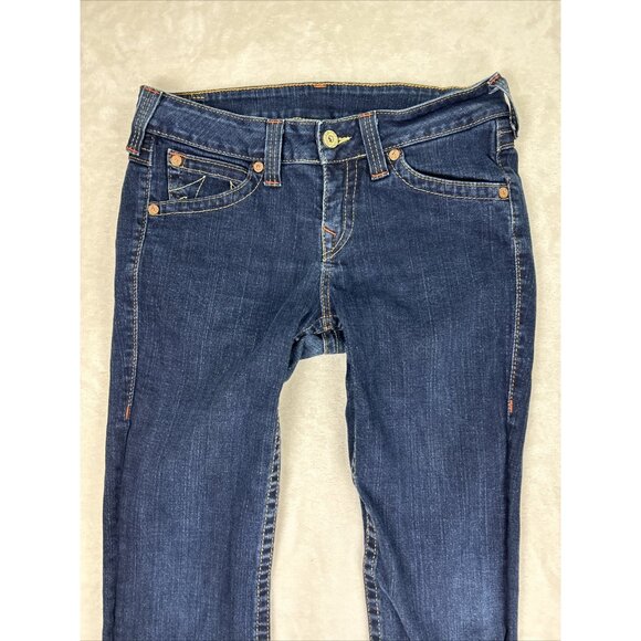 Vintage True Religion Jeans Womens Size 32 Made In USA Leather Patch Dark Blue - Picture 2 of 15
